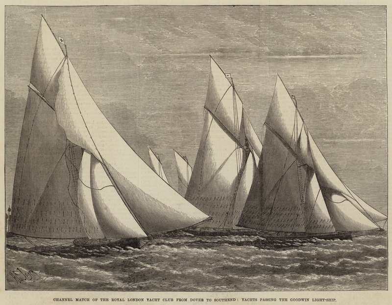 Channel Match fra Royal London Yacht Club fra Dover til Southend, yachts passerer Goodwin Light-Ship af Henry Spernon Tozer