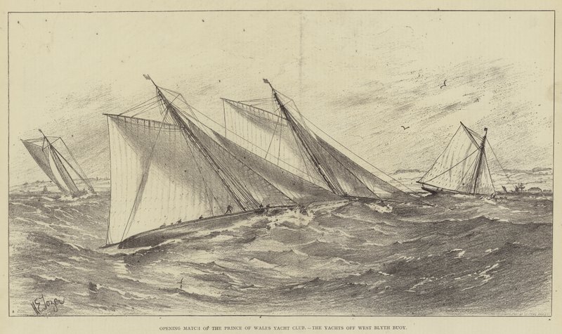 Åbningskamp for Prince of Wales Yacht Club, Yachts off West Blyth Buoy af Henry Spernon Tozer