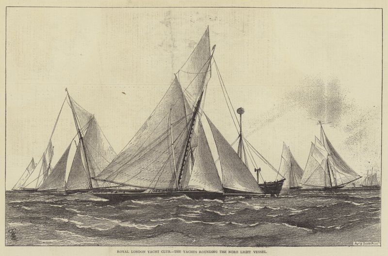 Royal London Yacht Club, lystbåde der runder Nore Light Vessel af Henry Spernon Tozer