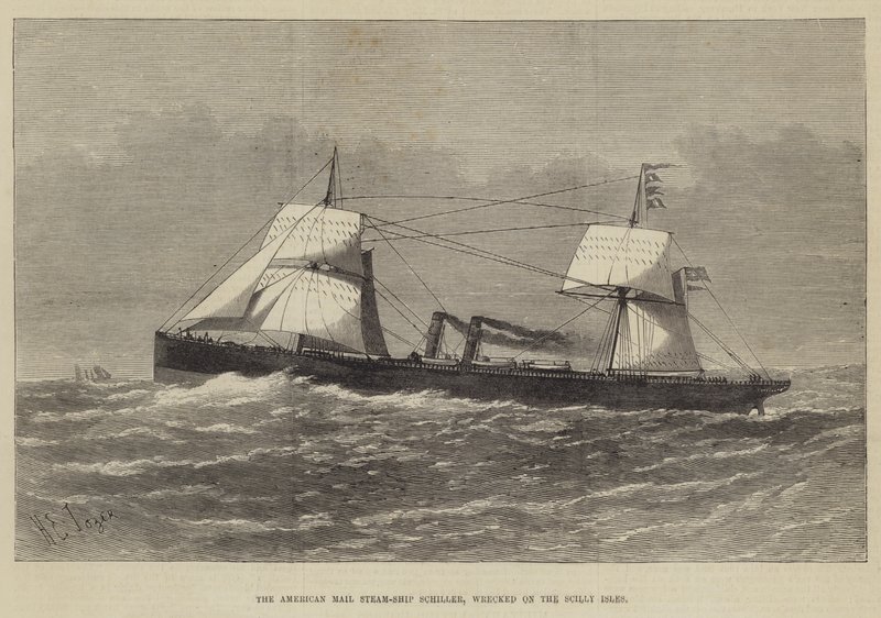 Det amerikanske postdamper Schiller, der forliste på Scilly-øerne af Henry Spernon Tozer