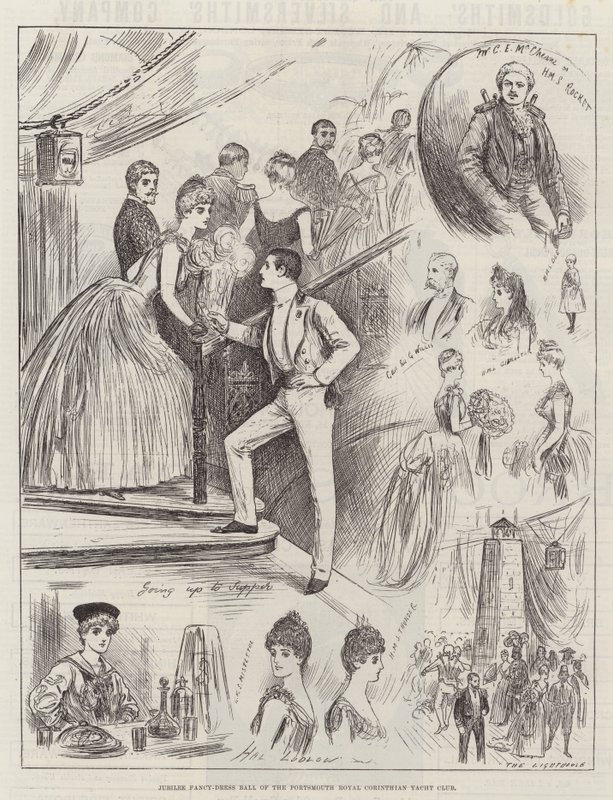 Jubilæumsball for Portsmouth Royal Corinthian Yacht Club i festlig udklædning af Henry Stephen Ludlow