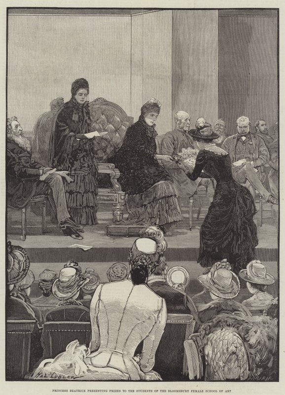 Prinsesse Beatrice overrækker priser til eleverne på Bloomsbury Female School of Art af Henry Stephen Ludlow