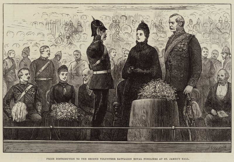 Prisuddeling til den anden frivillige bataljon Royal Fusiliers i St James
