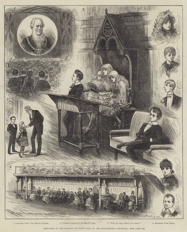 Skitser ved borgmesterens ungdomsbal i Manchester Townhall af Henry Stephen Ludlow