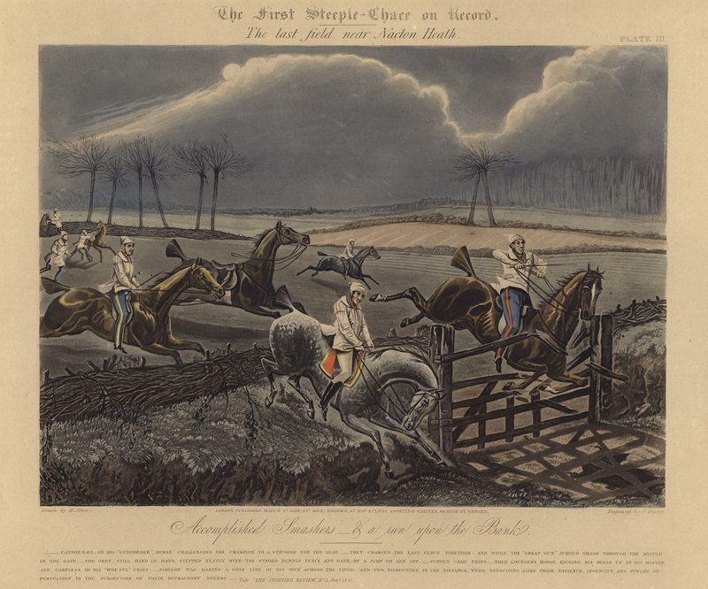 The First Steeple Chase on Record, 1839 af Henry Thomas Alken