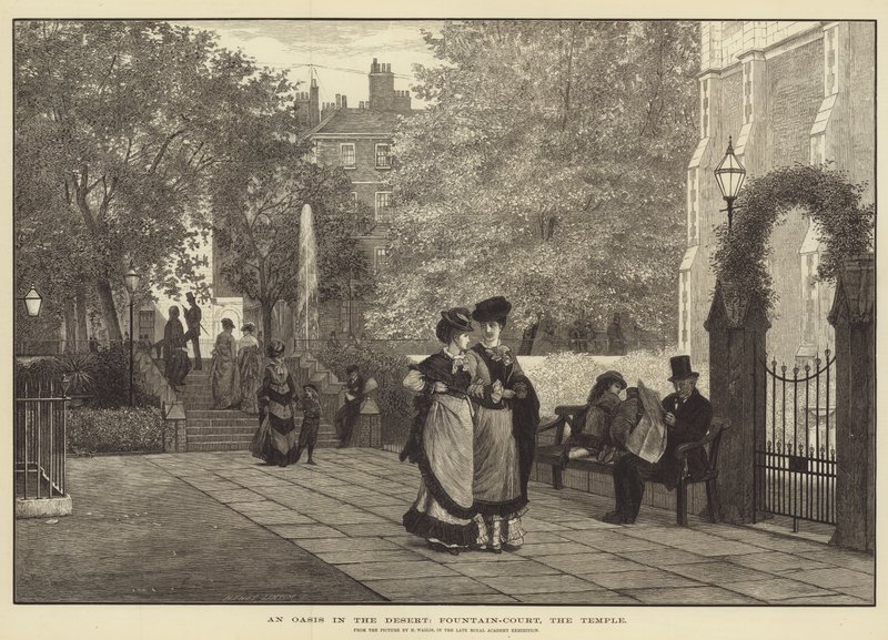 En oase i ørkenen, Fountain-Court, Templet af Henry Wallis