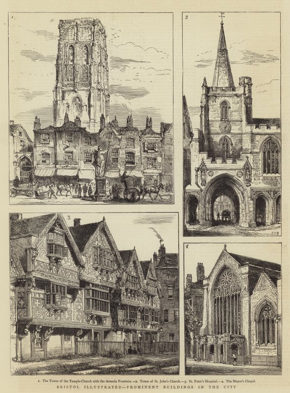 Bristol Illustreret, fremtrædende bygninger i byen af Henry William Brewer