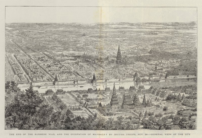 Slutningen af den burmesiske krig og besættelsen af Mandalay af britiske tropper, 28. november, General View of the City af Henry William Brewer
