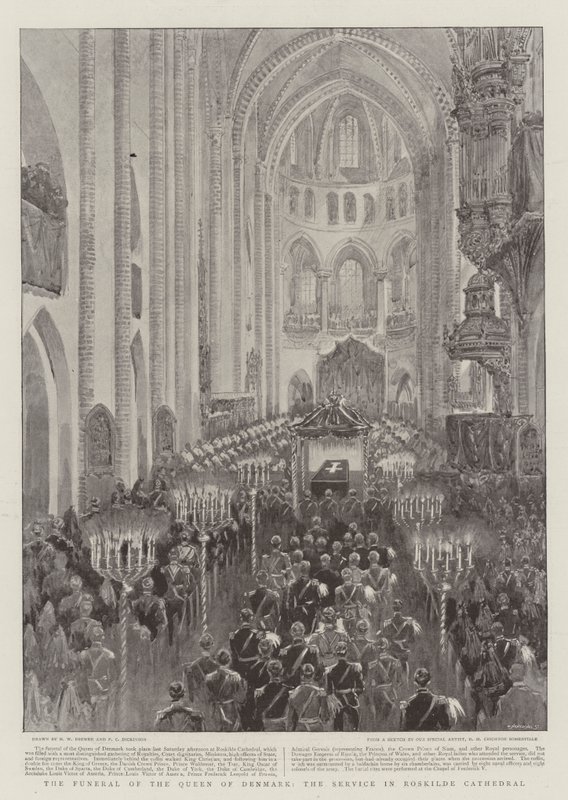Begravelsen af Danmarks Dronning, Gudstjenesten i Roskilde Domkirke af Henry William Brewer
