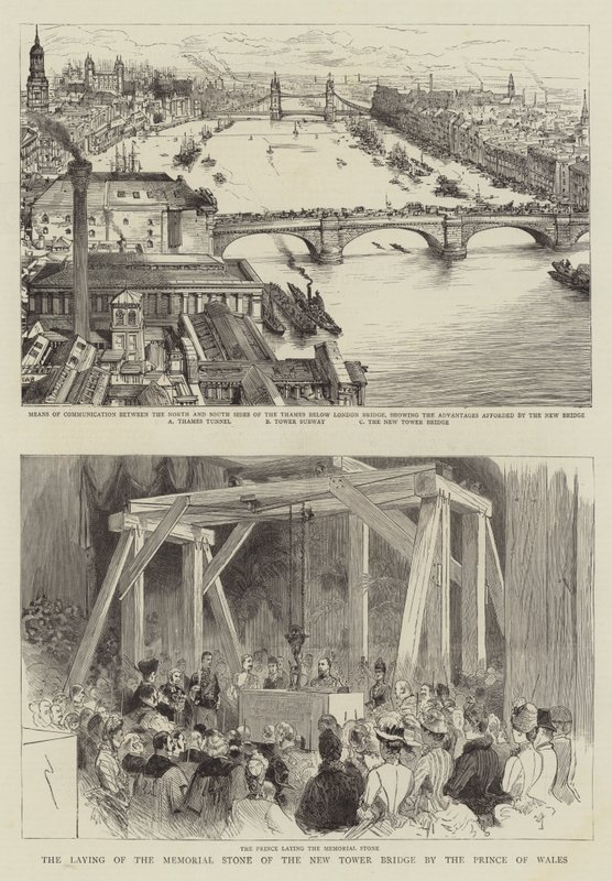 Nedlægningen af mindestenen til New Tower Bridge af prinsen af Wales af Henry William Brewer