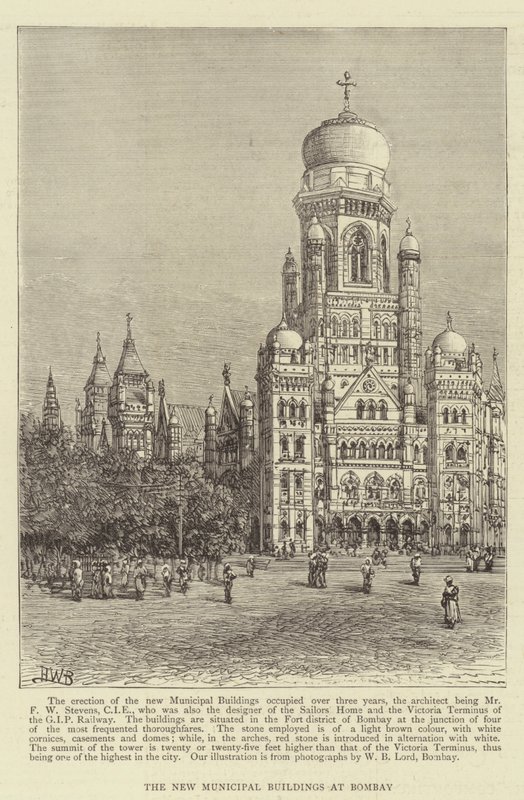 De nye kommunale bygninger i Bombay af Henry William Brewer