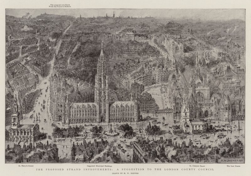 De foreslåede strandforbedringer, et forslag til London County Council af Henry William Brewer