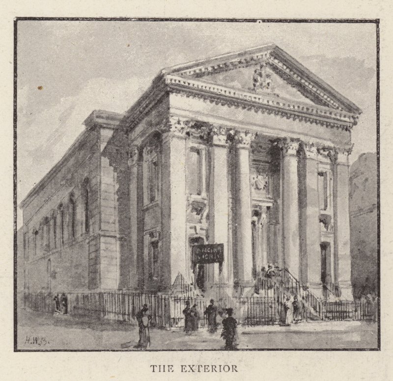 Den romersk-katolske kirke St Mary, Moorfields, City, som er ved at blive revet ned af Henry William Brewer