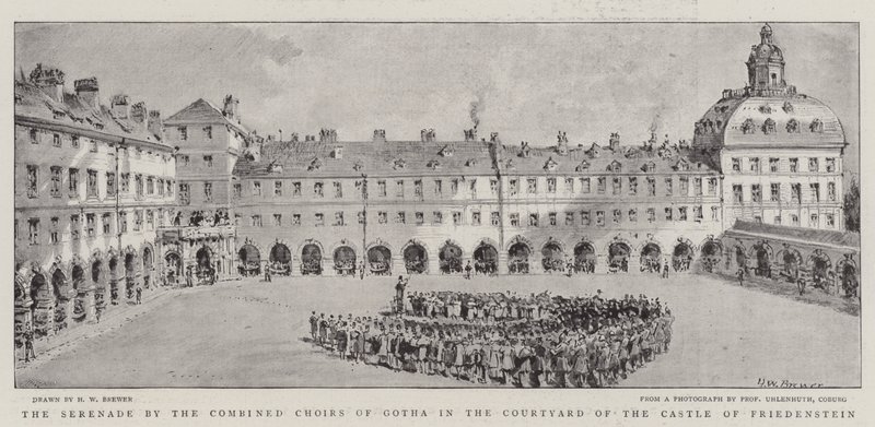 Serenade af de forenede kor fra Gotha i gården på slottet Friedenstein af Henry William Brewer