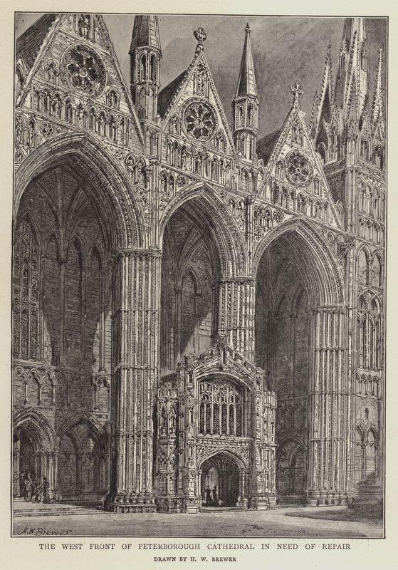 Peterborough-katedralens vestfront skal repareres af Henry William Brewer