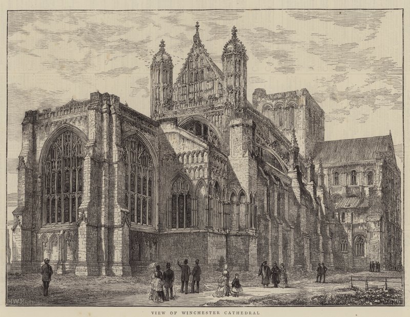 Udsigt over Winchester Cathedral af Henry William Brewer