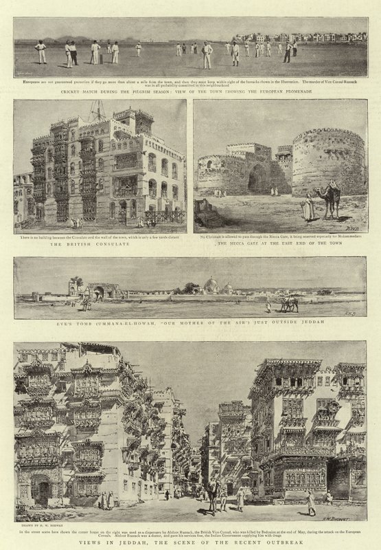 Udsigt i Jeddah, hvor det nylige udbrud fandt sted af Henry William Brewer