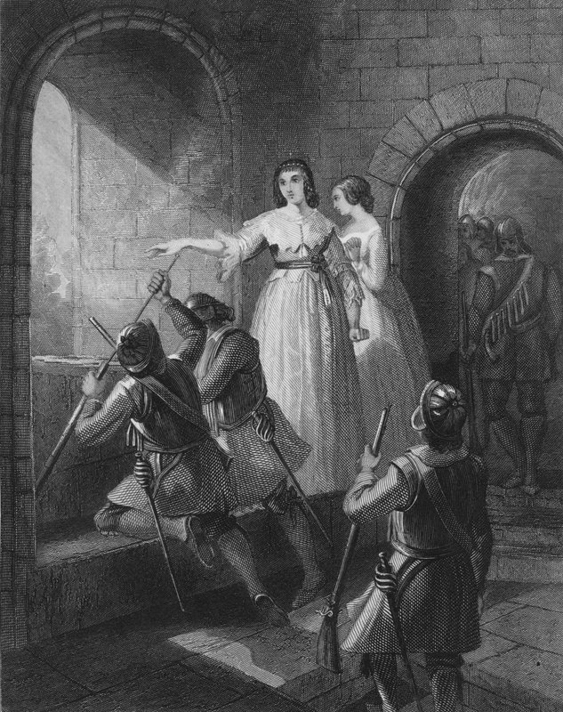 Lettice FitzGerald, 1. baronesse Offaly, forsvarer sit slot mod angreb fra oprørerne i det store irske oprør i 1642 af Henry after Warren