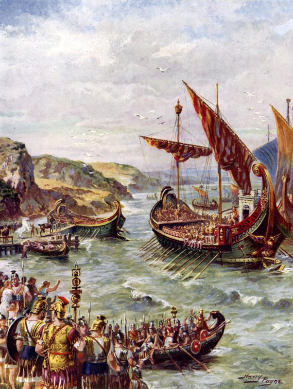 Romernes afgang (farve litho) af Henry Payne