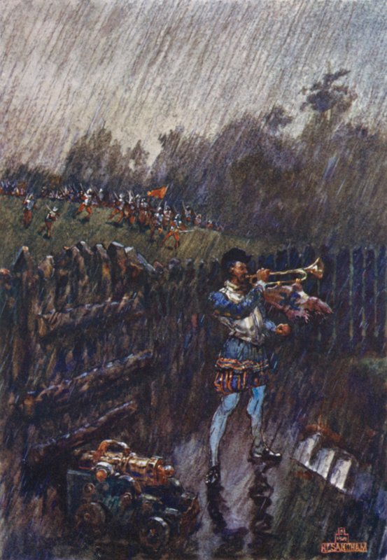 En alarm, for sent! (farve litho) af Henry (after) Sandham