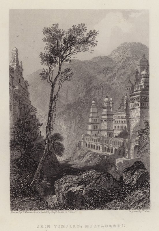 Jain-templer, Muktagerri (farve litho) af Henry (after) Warren