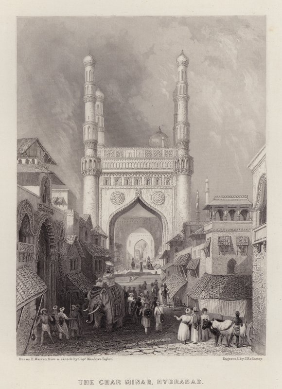 T Char Minar, Hyderabad (Black Litho) af Henry (after) Warren