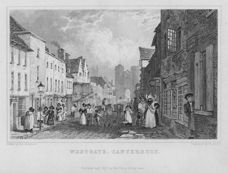 Westgate, Canterbury, Kent (gravering) af Henry Adlard