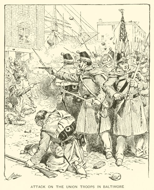 Angreb på unionstropperne i Baltimore (litho) af Henry Alexander (after) Ogden