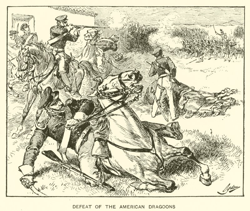 Nederlag for de amerikanske dragoner (litho) af Henry Alexander (after) Ogden