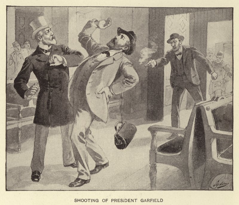 Skydning af præsident Garfield (litho) af Henry Alexander (after) Ogden