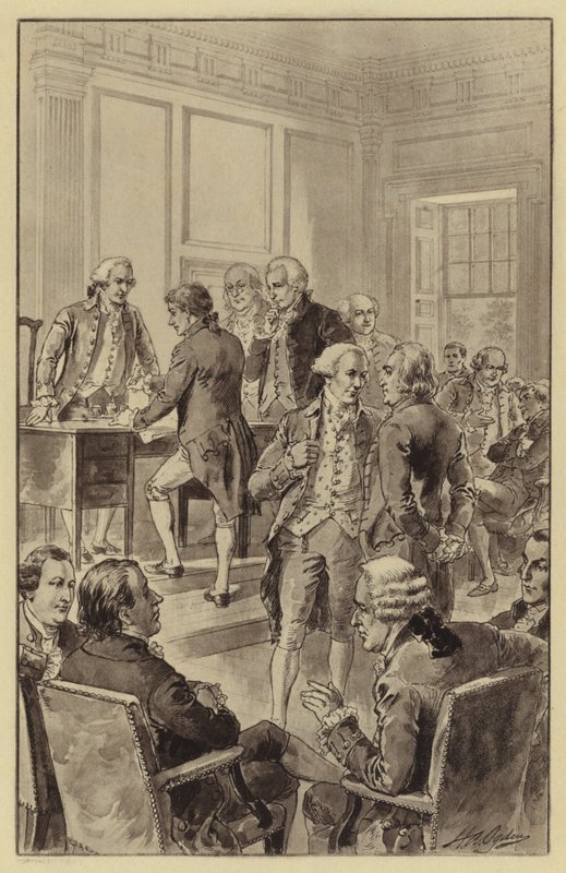 Underskrivelse af uafhængighedserklæringen, 4. juli 1776 (litho) af Henry Alexander (after) Ogden