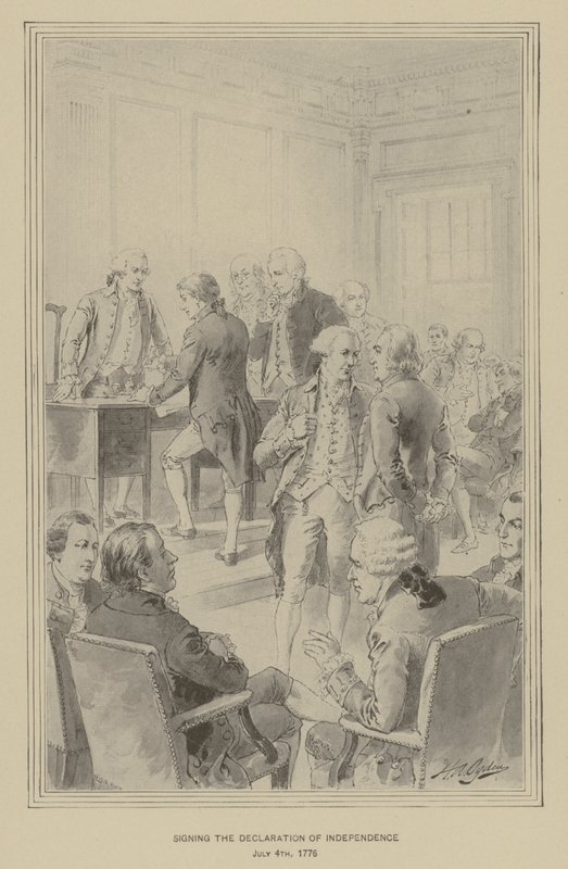 Underskrivelse af uafhængighedserklæringen, 4. juli 1776 (litho) af Henry Alexander (after) Ogden