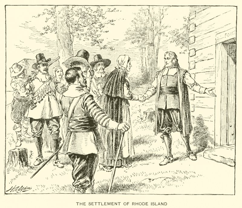 Bosættelsen Rhode Island (litho) af Henry Alexander (after) Ogden