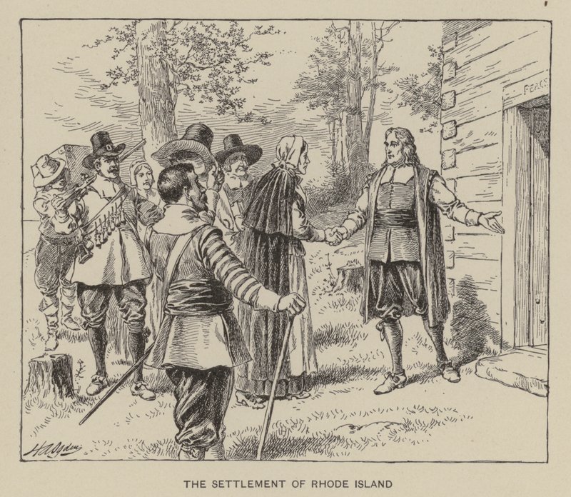 Bosættelsen Rhode Island (litho) af Henry Alexander (after) Ogden