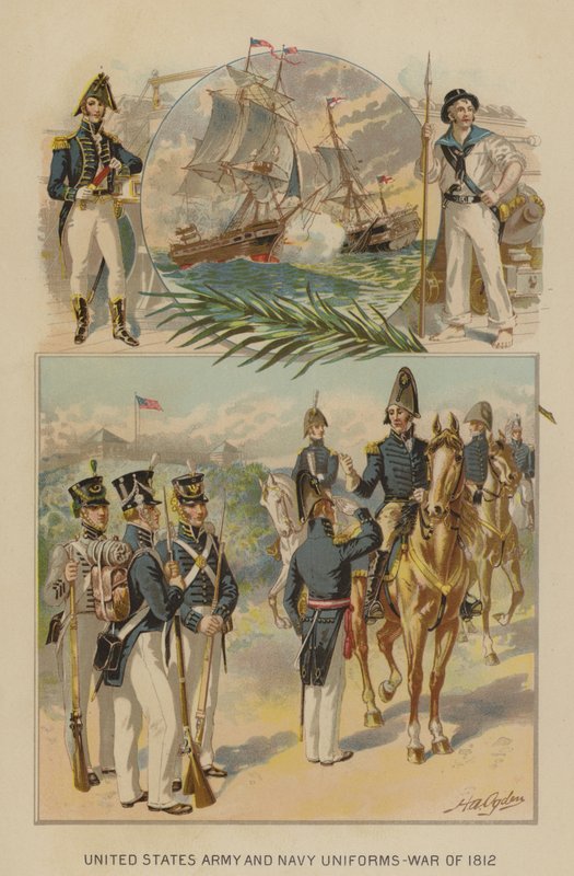 United States Army and Navy uniformer - War of 1812 (chromolitho) af Henry Alexander (after) Ogden