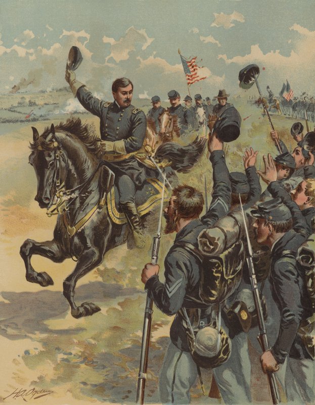 General McClellan i slaget ved Antietam, Maryland, amerikansk borgerkrig, 17. september 1862 af Henry Alexander Ogden
