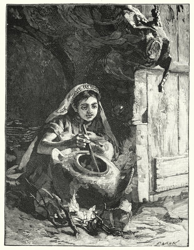 En sydende gryde eller kaldron (litho) af Henry Andrew Harper
