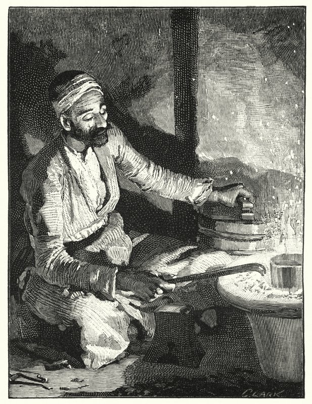 En østlig sølvsmed (litho) af Henry Andrew Harper
