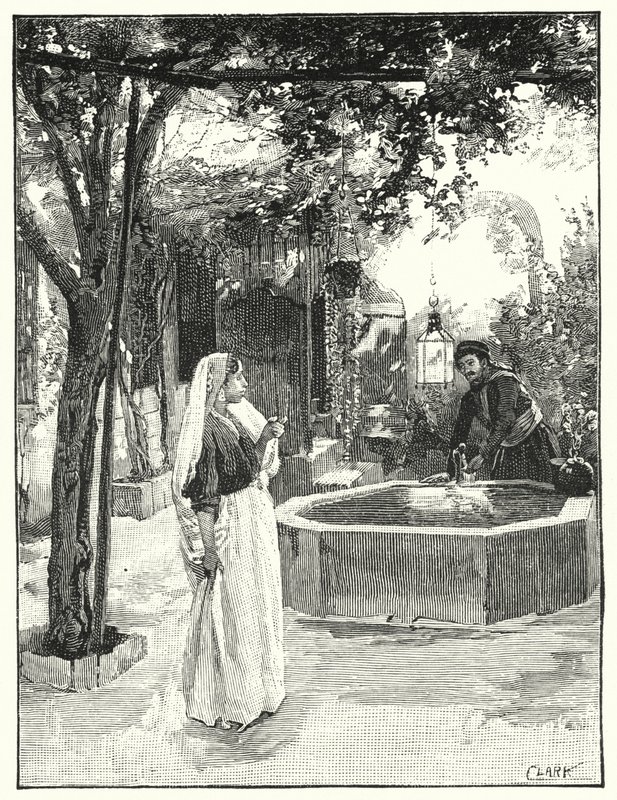 Gården til et hus i Damaskus (litho) af Henry Andrew Harper