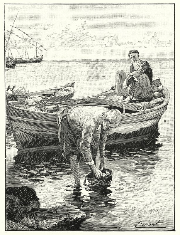 Fiskere ved Tiberias Hav (litho) af Henry Andrew Harper
