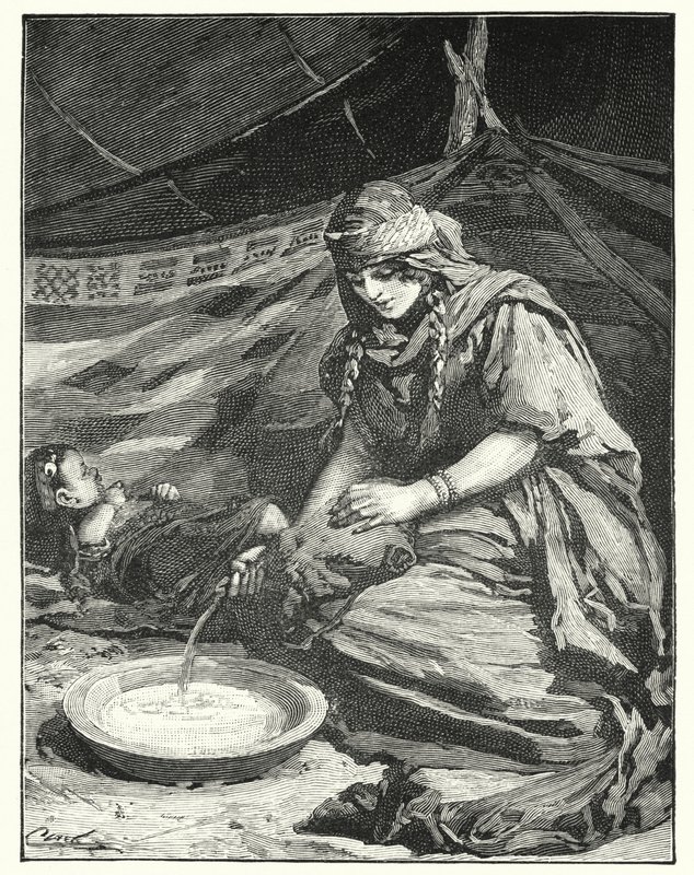 Interiør af beduintelt (litho) af Henry Andrew Harper