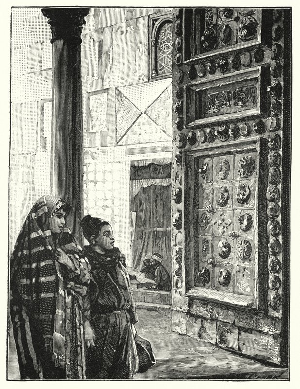 Metaldør til den store moské i Damaskus (litho) af Henry Andrew Harper