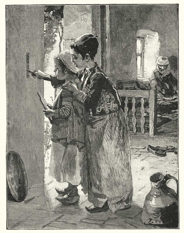 Vedtægter og love på dørstolpen til jødens hus (litho) af Henry Andrew Harper