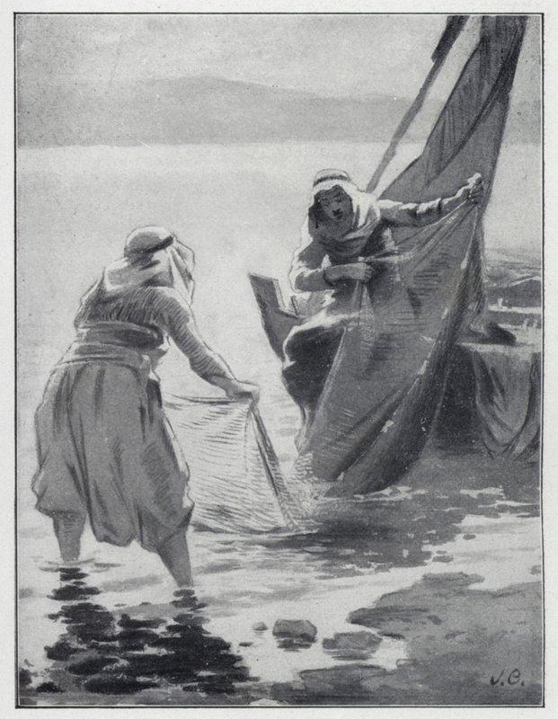 Vaskenet ved Genesaret Sø (litho) af Henry Andrew Harper
