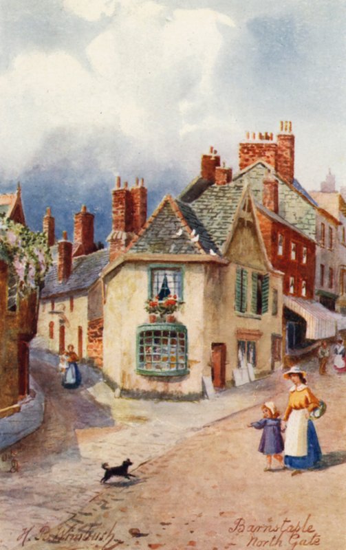 North Gate, Barnstaple (farvelitografi) af Henry B. (after) Wimbush