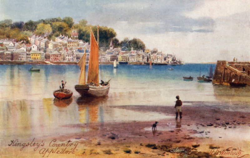 Havnen, Appledore (farvelitografi) af Henry B. (after) Wimbush