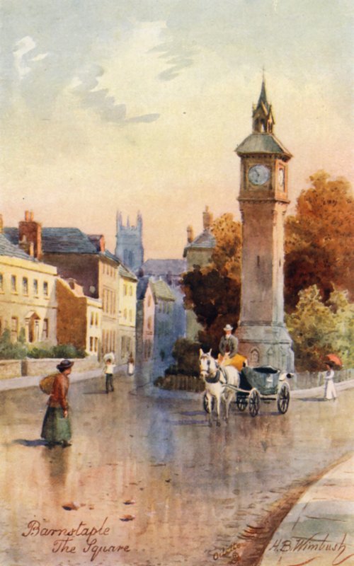The Square, Barnstaple (farvelitografi) af Henry B. (after) Wimbush