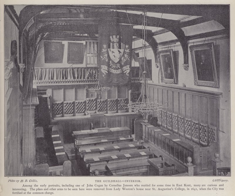 Interiør af Guildhall, Canterbury, Kent (s/h foto) af Henry Beauchamp Collis