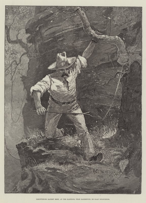 Opdag Banket Reef, ved Kantoor, nær Barberton, De Kaap Goldfields af Henry Charles Seppings Wright