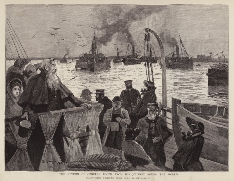 General William Booth, britisk grundlægger af Frelsens Hær, ankommer tilbage til Southampton efter sin verdensturné af Henry Charles Seppings Wright